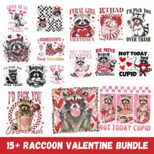 Valentine Snarky Raccoon png Bundle, Sarcastic Valentines Day png, Sassy Humor Vday png, Sublimation, Digital Design, Ra
