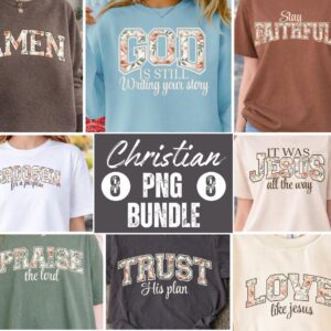 Christian Floral PNG Bundle, Bible Verse Shirt Graphics (Digital Download), Grace Joy Pray Believe Design