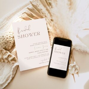 Minimal Boho Bridal Shower Invitation, Modern Bridal Shower Invite, Neutral Bridal Shower, Editable Boho Bridal Shower T