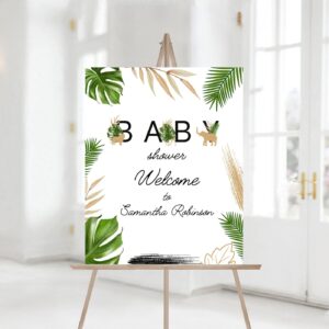 Welcome Sign Safari Baby Shower Invitation, Gold, Jungle Invitation, Safari Animals, Lion, Elephant, Giraffe, Safari Inv