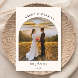 Christmas Card Template | Married & Bright Christmas Card | Newlywed Christmas Card | Boho Wedding Thank You Card | Edit