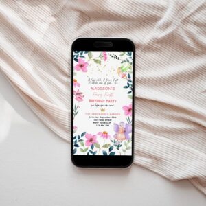 Editable Fairy First Birthday Invitation Fairy Garden Birthday Fairy Forest Girl Electronic invitation Digital Mobile 11