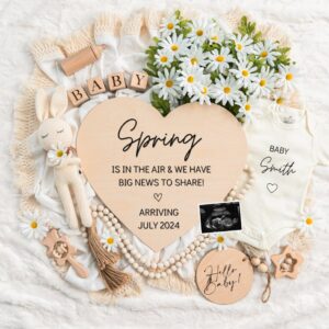 Spring is in The Air, Digital Pregnancy Announcement, Baby Announcement, Floral Gender Neutral Template, Social Media Re