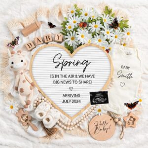 Spring is in The Air, Digital Pregnancy Announcement, Baby Announcement, Floral Gender Neutral Template, Social Media Re