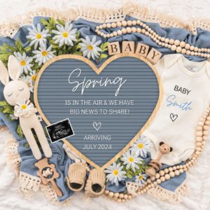 Spring is in The Air, Digital Pregnancy Announcement, Baby Announcement, Floral Gender Neutral Template, Social Media Re