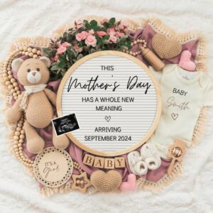 Mother's day Digital Pregnancy Announcement, Gender Neutral Editable Template, Floral Baby Announcement, Personalized ba