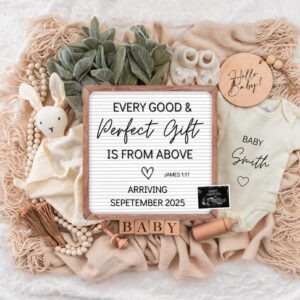 Neutral Pregnancy Announcement Digital | Scripture Baby Announcement | Social Media Facebook Instagram | Editable Templa
