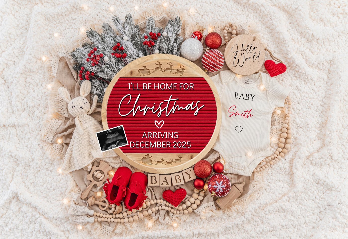 Christmas Pregnancy Announcement Digital Baby Announcement December Pregnancy Gender Neutral Social Media Reveal Templat