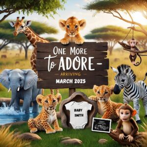 Safari Theme Fall Pregnancy Announcement Digital Baby Announcement Gender Neutral Gender Reveal Boy Social Media Reveal
