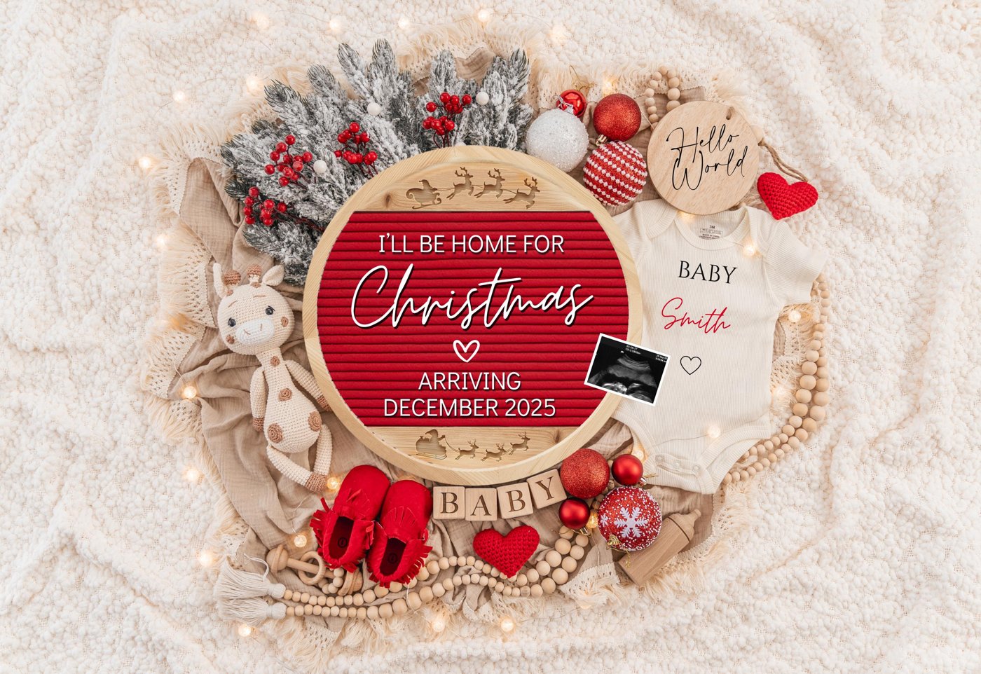 Christmas Pregnancy Announcement Digital Baby Announcement December Pregnancy Gender Neutral Social Media Reveal Templat