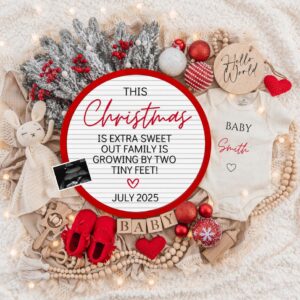 Christmas Pregnancy Announcement Digital Baby Announcement December Pregnancy Gender Neutral Social Media Reveal Templat