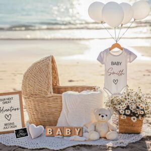 Editable Beach-Themed Pregnancy Announcement | Nautical Baby Reveal Template | Instant Download | Coastal Secret Surpris