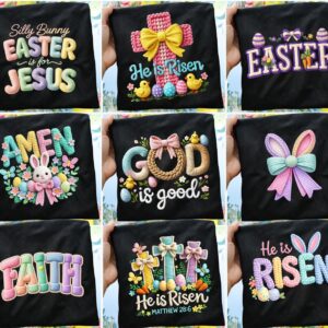 Easter PNG Bundle Faux Yarn Egg Hunter Bunny Crochet Coquette Bow Jesus Christian Mama Mini Chilling Peeps He Is Risen B
