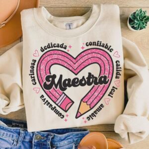 Retro Maestra Word Png, Teacher Life Png, Teacher Appreciation Gift, Maestra School Png, Teach Love Inspire, Spanish Tea