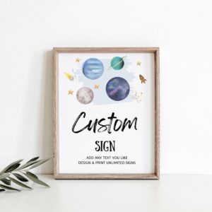 Editable Custom Sign Space Birthday Sign Galaxy Birthday Outer Space Party Decor Boy Astronaut Planets 8x10 Download PRI