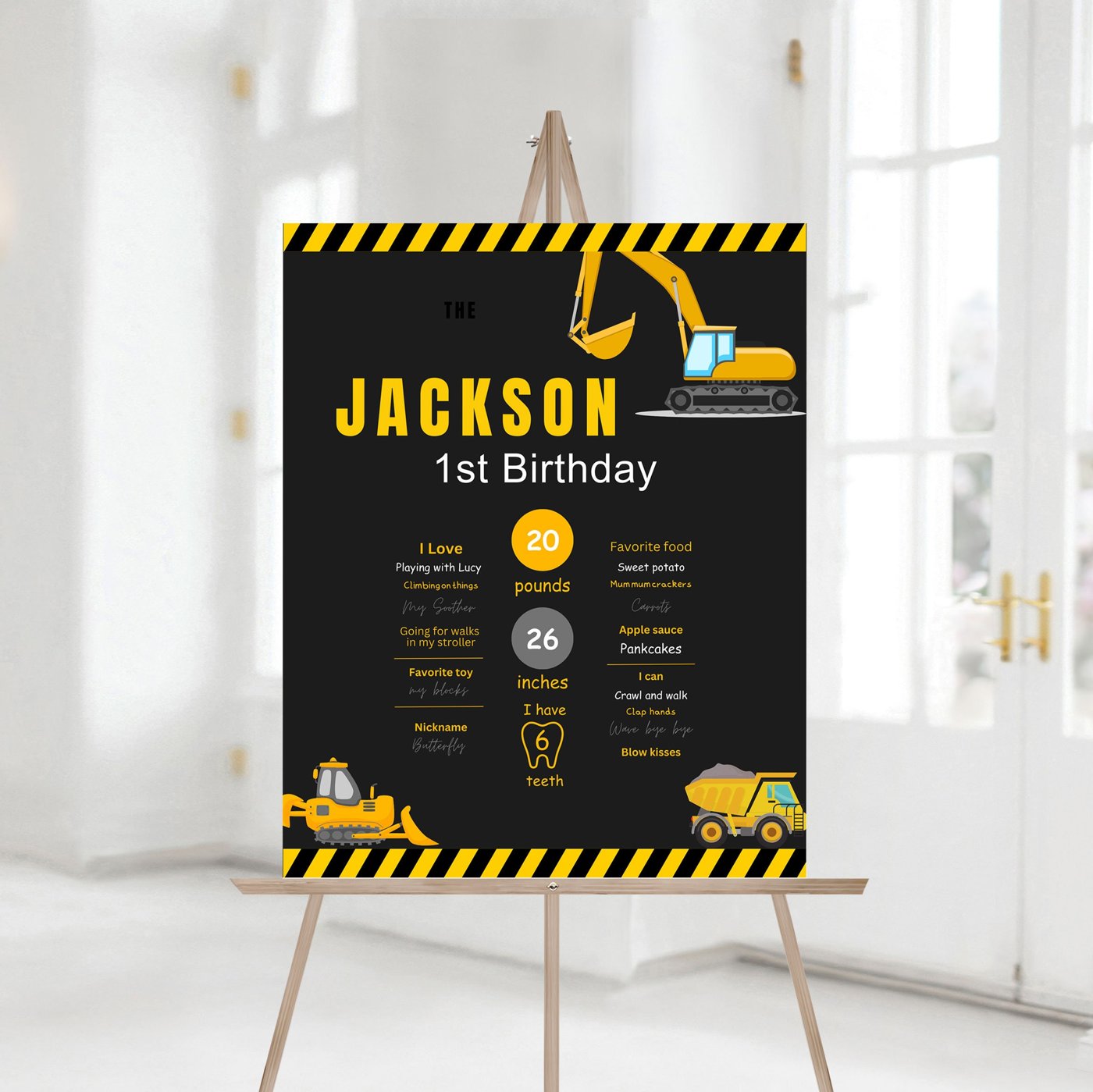 Construction Birthday Party Milestone Sign Template, Construction Custom Milestone Sign , Construction, Printable Templa