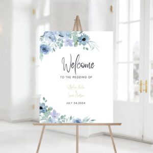 Editable Wedding Welcome Sign Template, Blue Navy Editable Welcome Board Template, Geometric Welcome Poster, Printable