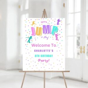 Editable Trampoline Party Bounce House Jump Birthday Party Simple Welcome Sign Trampoline Birthday Party Decor Sign Temp
