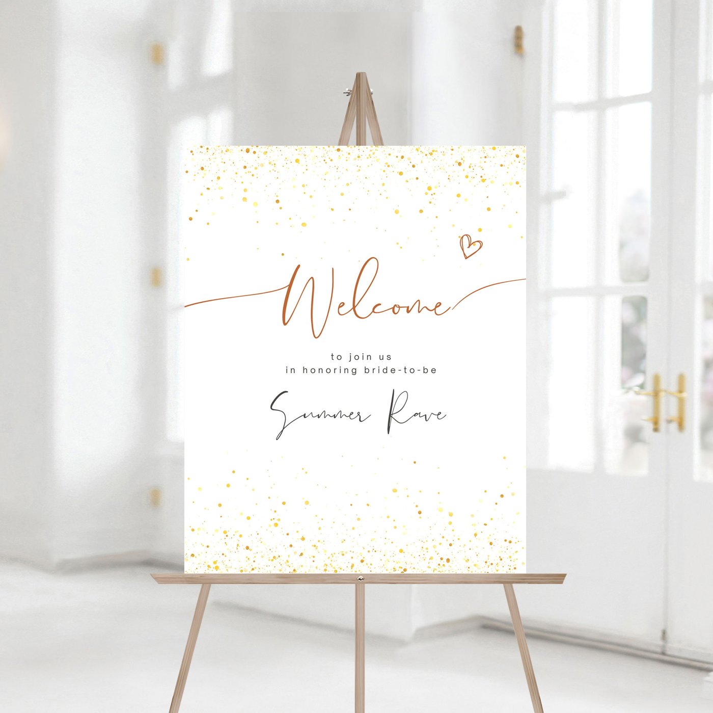 EDITABLE Rose Gold Bridal Shower Welcome Sign, Rose Gold Custom Digital welcome Sign, Editable 1183