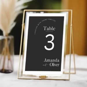 Black Minimal Wedding Table Numbers Template (4x6 & 5x7) | Printable Table Numbers | Minimalist Wedding Modern and Simpl