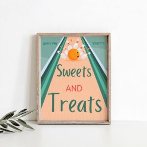Editable Bowling Birthday Party Table sign Printable Bowling Party Celebration, Sweet and Treats sign, Birthday sign 124