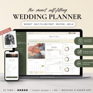 AI Wedding Planner, Digital Wedding Planning Assistant with Live RSVP Tracker & QR Code,Guest List, Budget, Checklist an