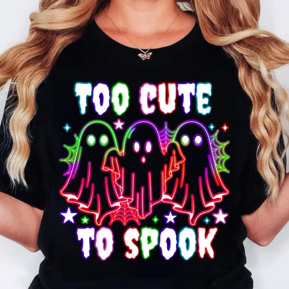 Too cute to spook Cute Neon Boo Ghost Png, Halloween Boo Bow Png, Neon Halloween PNG, Boo Ghost Shirt Png, Cute Boo Hall