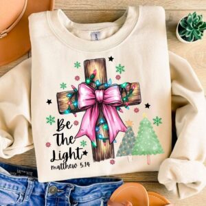 Jesus Cross Be The Light Png, Jesus is the reason, Christian Christmas, Bible Verse Png, Xmas Coquette bow