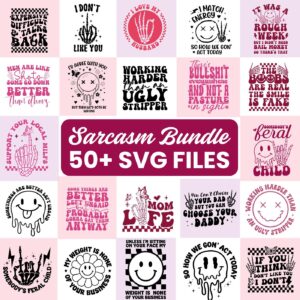 50+ Sarcasm Front and Back Shirt Svg Bundle, Retro Sarcastic Svg, Sarcastic Sayings Svg, Adult Humor Svg, Png File, Funn