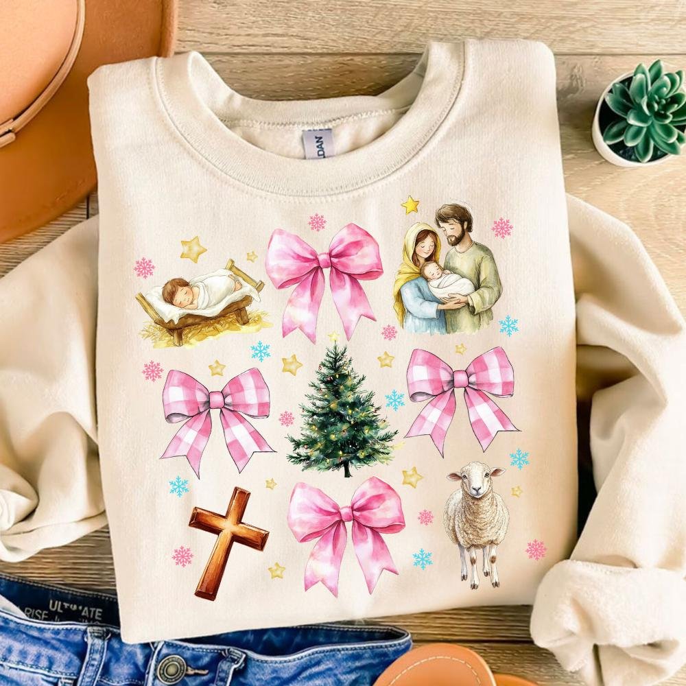 Coquette Jesus Christmas Png, Baby Jesus Png, Coquette Bow Png, Bible Verse Png, Nativity Scene Png, Oh Holy Night, Chr
