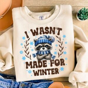 I Wasn't Made For Winter Png, Merry Christmas Design Png, Christmas Faux Sequin, Merry Christmas Png, Winter Raccoon Png