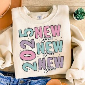 New Year 2025 PNG Happy New Year 2025 Era Retro New year Trendy Shirt Designs Sublimation, new year party tshirt