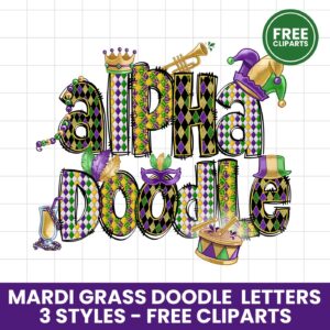 Make your own Name Mardi Gras Doodle letters, Doodle Alpha Bundle Mari Gras Clipart Alphabet Doodle Set PNG, Doodle Art,