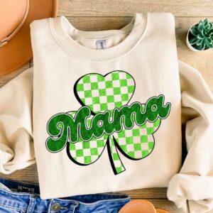 St Patrick's Day Checkered Shamrock mama PNG, Coquette St Patty's Day png, Lucky Shamrock PNG, St Patricks Coquette Png,