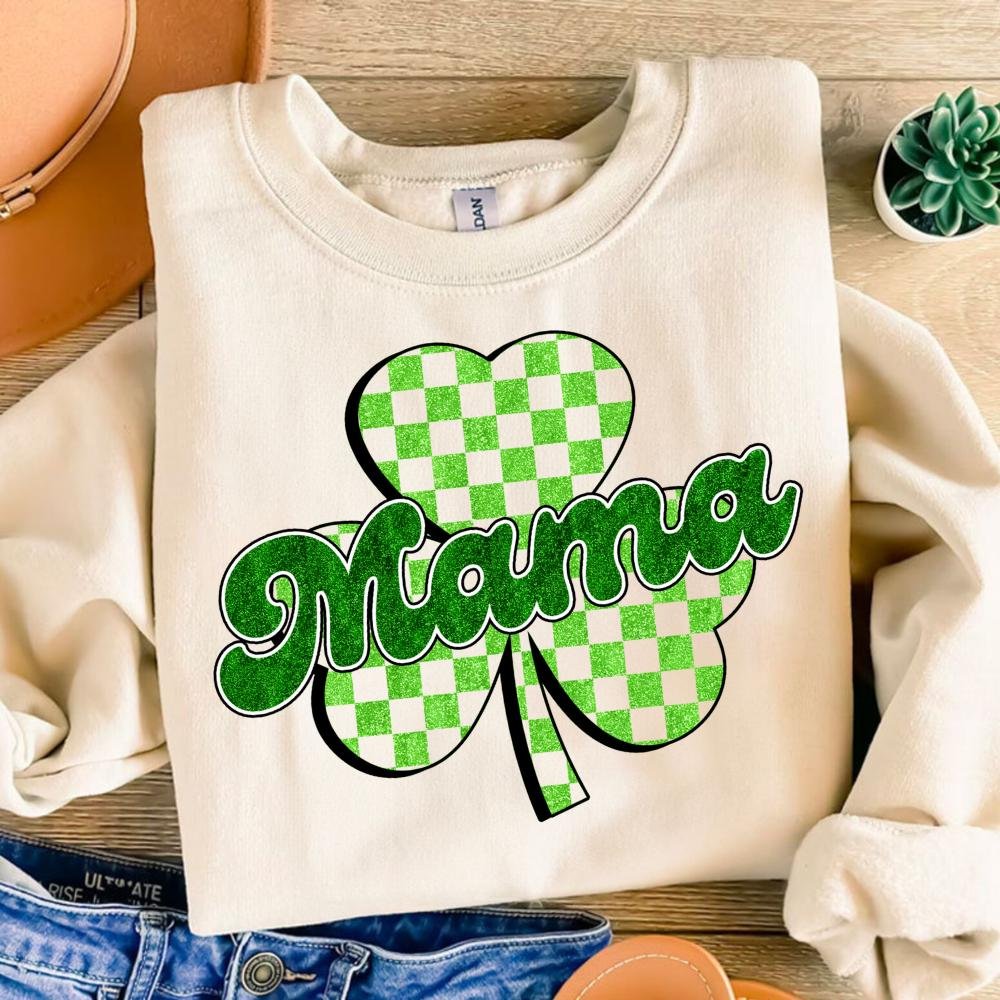 St Patrick's Day Checkered Shamrock mama PNG, Coquette St Patty's Day png, Lucky Shamrock PNG, St Patricks Coquette Png,