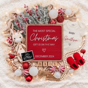 Christmas Pregnancy Announcement Holiday Digital Baby Announcement Editable Template Instant Download Girl Gender Reveal