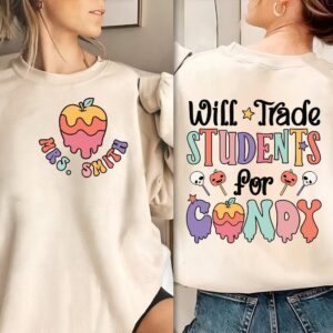 Retro Will Trade Students for candy Png, Halloween png, Girly Halloween png, Spooky Season Png, Halloween Vibes Png, Hal
