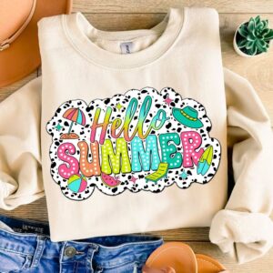 Hello Summer Dalmatian Dots Png, Summer Vibes PNG, Digital Download Png, Bright Doodle, Lake Days Png, Summer Vibes png,