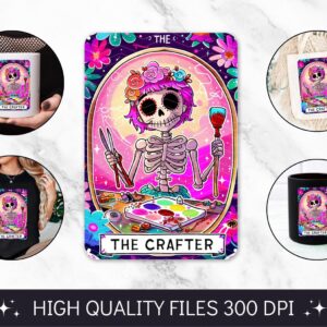 The Crafter Tarot Card PNG, Funny Skeleton Skull Sublimation Design, Popular Trendy Witchy Gothic Tshirt design, mug sub