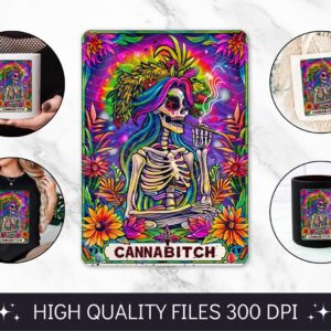 Cannabitch Tarot Card PNG, Funny Skeleton Skull Sublimation, Popular Trendy Witchy Gothic Tshirt design, mug sublimation