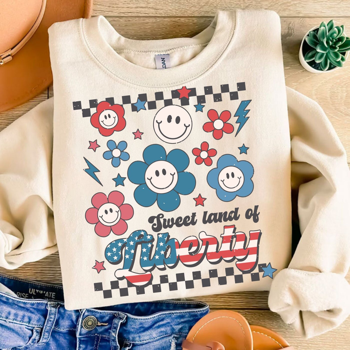 Retro Sweet Land Of Liberty, 4th of July png, Fourth of July T Shirt Design, USA sublimation download, independence Day