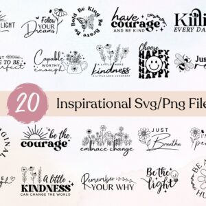 Boho Inspirational Svg Png Bundle, Positive Affirmations Svg, Kindness Svg, encouraging quotes, just be real svg png, Fl