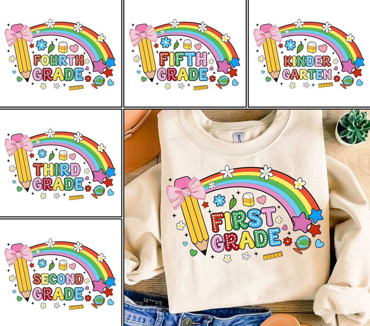 Retro Back to School Bundle, Kindergarten, First/Second/Third Grade Design, School Bundle Png, First Day Of School, Scho