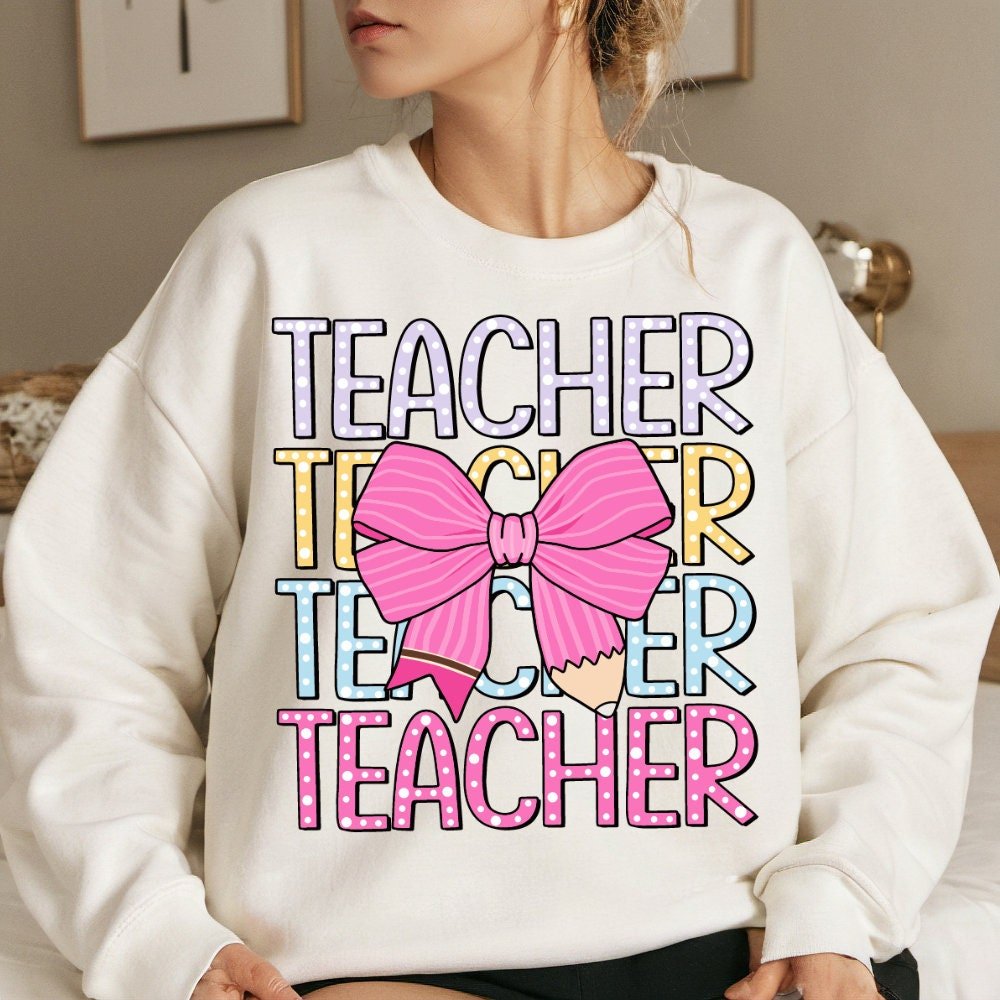 Pink bow teacher Png, Back To School Png, First Day of School Png, Retro Teacher Png, Teacher Appreciation, Teacher Subl