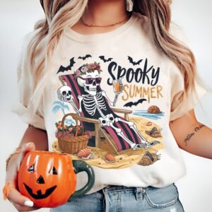 Retro Spooky Summer PNG, Funny Halloween Png, Spooky Summer Halloween Sublimation Design, Skeleton DTF Shirt Design, Cut