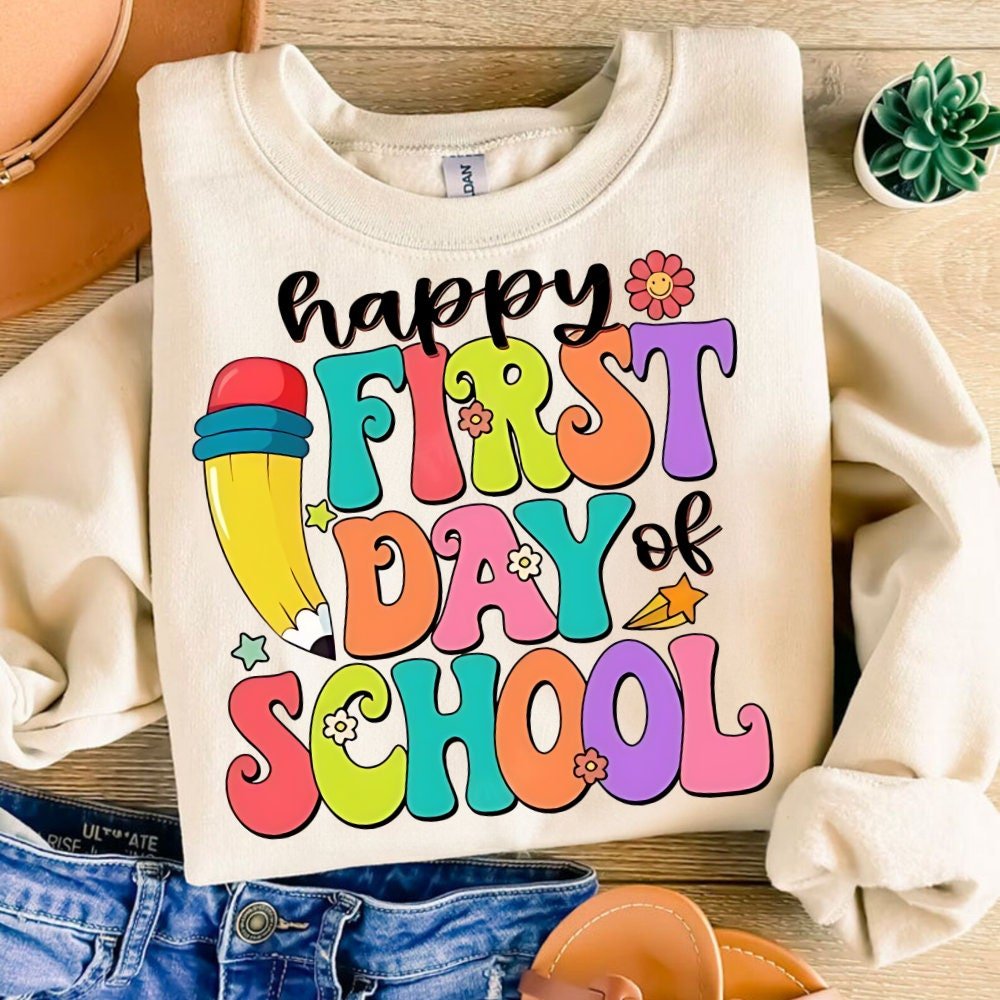 Happy first day of school Png, Back To School Png, First Day of School Png, Retro Teacher Png, Teacher Appreciation, Tea