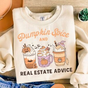 Retro halloween pumpkin spice and real state advice Png, Halloween png, Girly Halloween png, Spooky Season Png, Hallowee