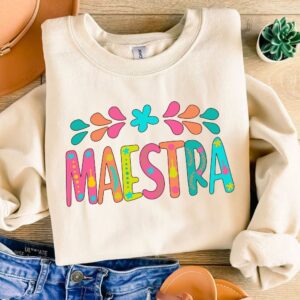 Retro Maestra Word Png, Teacher Life Png, Teacher Appreciation Gift, Maestra School Png, Teach Love Inspire, Spanish Tea