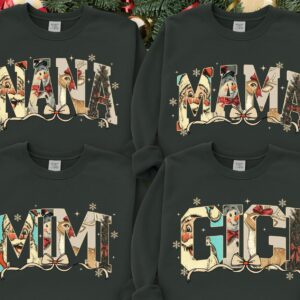 Preppy Christmas Mama Bundle Christmas Letters, Family Name Christmas Art, Christmas, Mama Nana Gigi Png Bundle, Shirt F