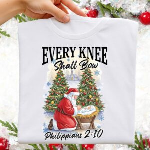 Christmas Every knee shall bow Png, Cute Christmas PNG, Preppy Christmas Brushstroke Png, Holiday Movies Png, Merry Xmas
